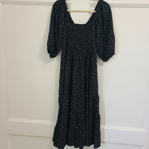 City Chic Maxi Emma Black Polka Dot Dress Balloon Sleeve Boho Flowing Sz XS/14 - Picture 9 of 10